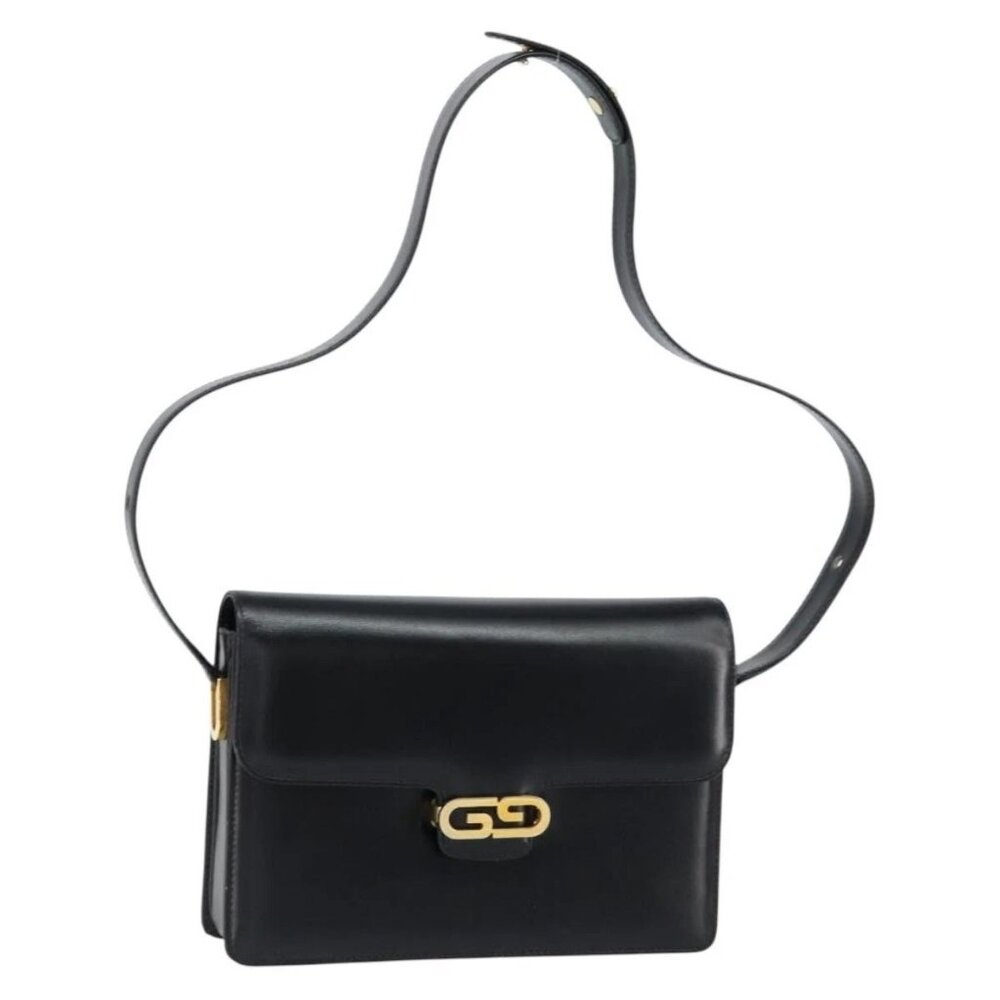 GUCCI Shoulder Bag Leather Black Gold Auth ep11506 - Picture 1 of 16
